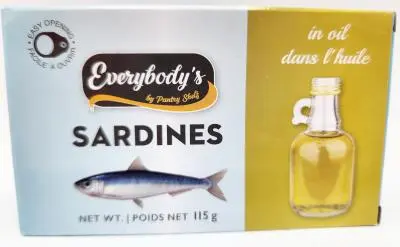 068458681714 EVERYBODY'S Sardines dans l'huile 125g (CP036)- caisse de 12 unités
