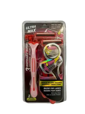 088168100367 - ULTRAMAX Rasoirs jetable pour femmes ( 3 lames) (A10063)- caisse de 12 unités