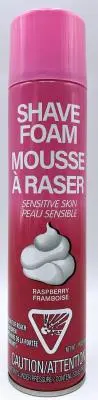 842107011103 - SHAVE FOAM mousse à raser peau sensible (framboise) 225ml (A10105)- caisse de 12 unités