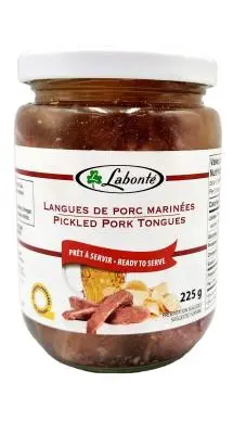 061454111148 - LABONTÉ Langues de porc Jar. 225g (GM453)- caisse de 12 unités