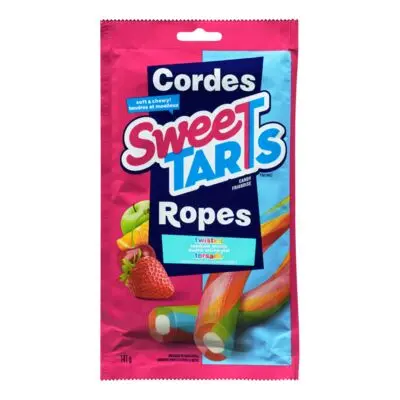 079200056339- Sweet Tarts Cordes Torsadé punch arc-en-ciel arômes naturels 141g- caisse de 12 unités