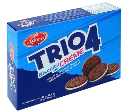 8906078265650  -Adoro Biscuits Crème Trio  336g (CB54)- caisse de 12 unités