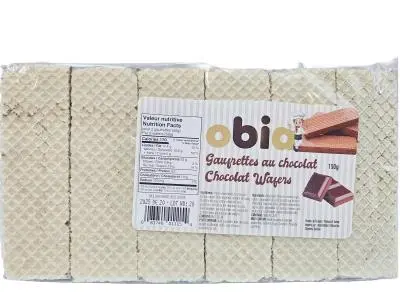 083740011154 - OBIA Gaufrettes au chocolat 150g (CB5502)- caisse de 12 unités